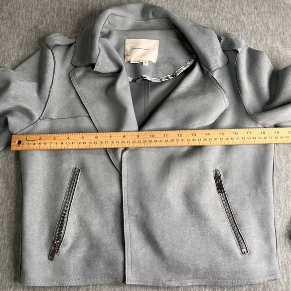 Anthropologie Light Gray Leather Jacket size M - Picture 10 of 11